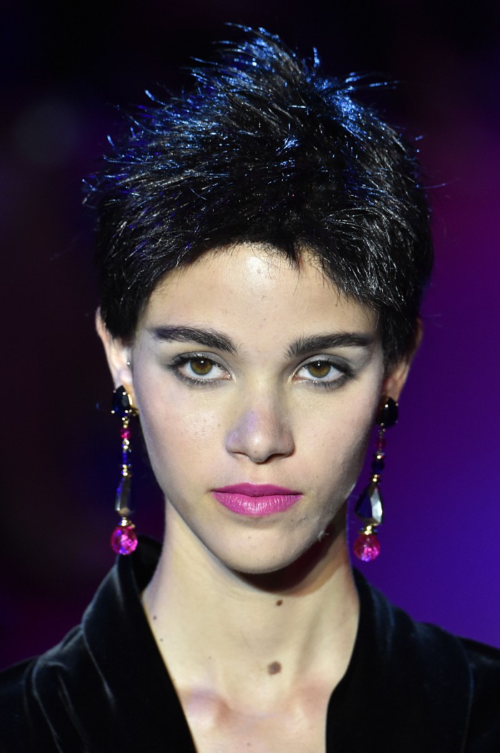 PARIS, FRANCE - JULY 07: A model walks the runway during the Giorgio Armani Prive show as part of Paris Fashion Week Haute Couture Fall/Winter 2015/2016 on July 7, 2015 in Paris, France. (Photo by Victor VIRGILE/Gamma-Rapho via Getty Images)